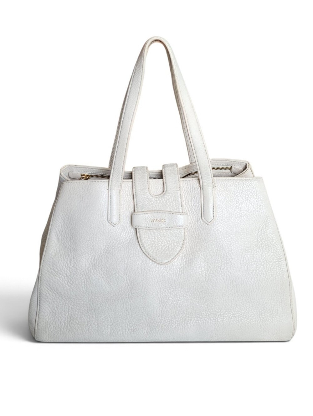 Jaeger Cream Pebbled Leather Tote Bag with Top Handles